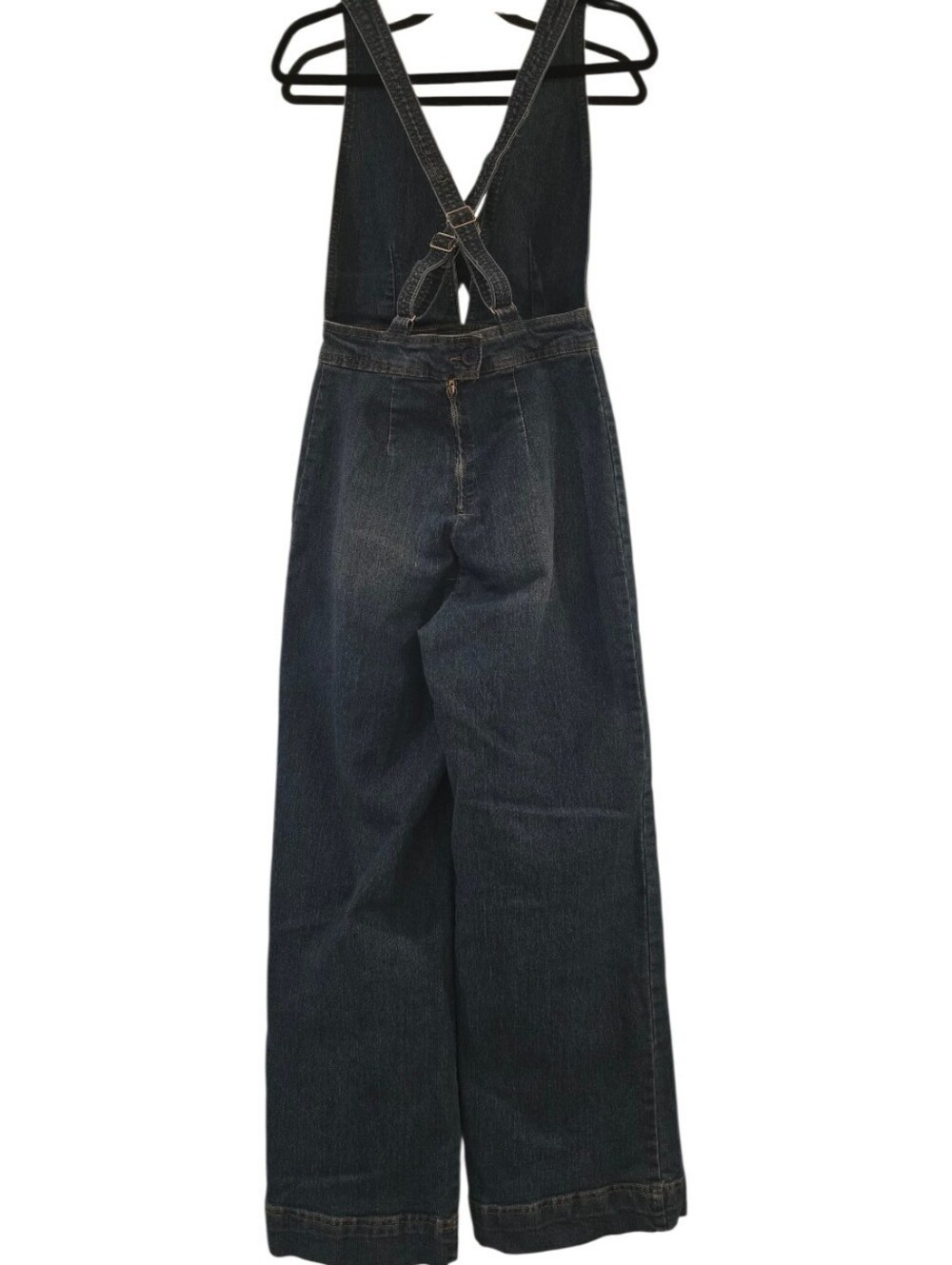 Dollhouse Dark Blue Plunging Wide-Leg Denim Jumpsuit - Picture 3 of 5